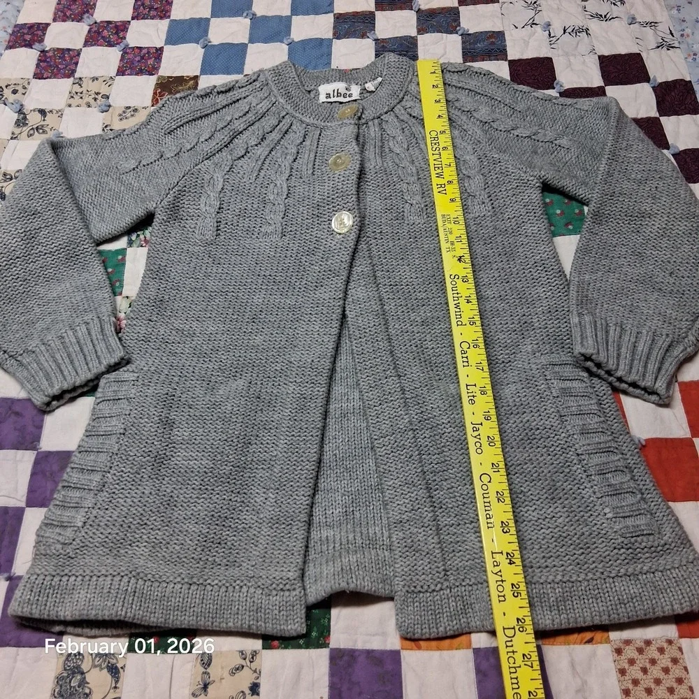 Vintage Albee Open Style Cardigan‎ Knit Sweater Womens Size Medium Pockets
